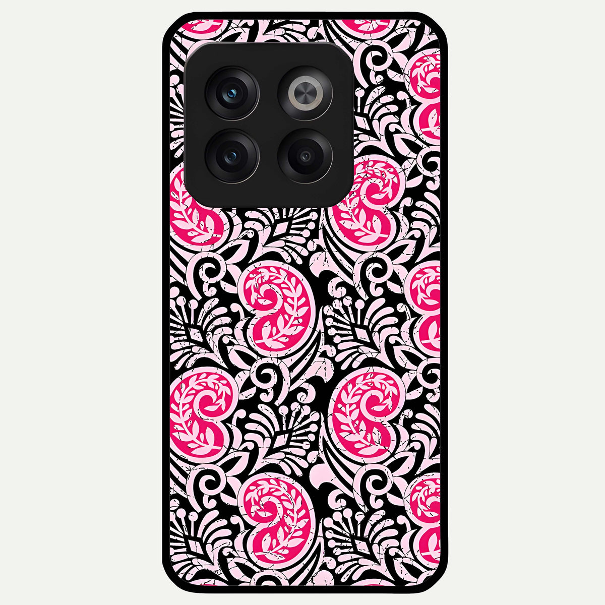  Crimson Paisley Charm Glass Case For OnePlus 10T back cover – full design glossy printed glass finish