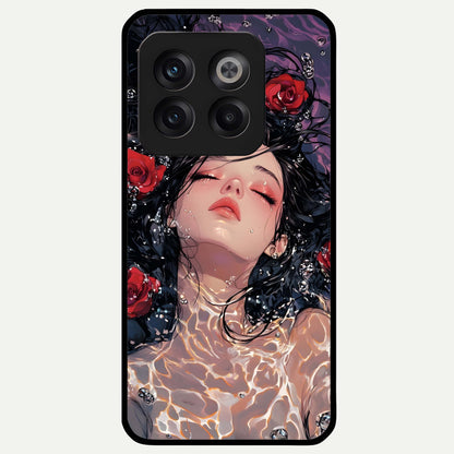  Crimson Rose Serenity Glass Case For OnePlus 10T back cover – full design glossy printed glass finish