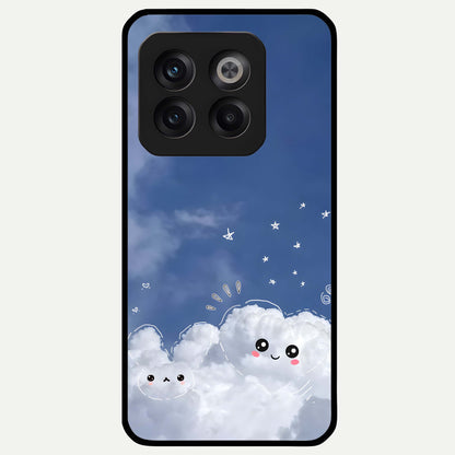 Cute Blossom Cloud Glass Case For OnePlus 10T back cover – full design glossy printed glass finish