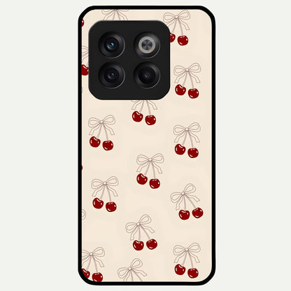  Cute Cherry Pattern Glass Case For OnePlus 10T back cover – full design glossy printed glass finish