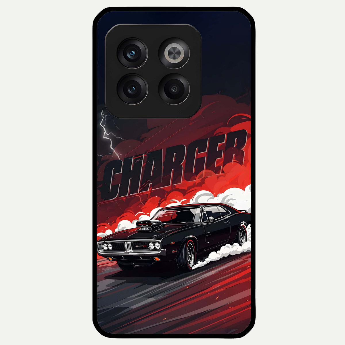  Dark Charger Fury Glass Case For OnePlus 10T back cover – full design glossy printed glass finish