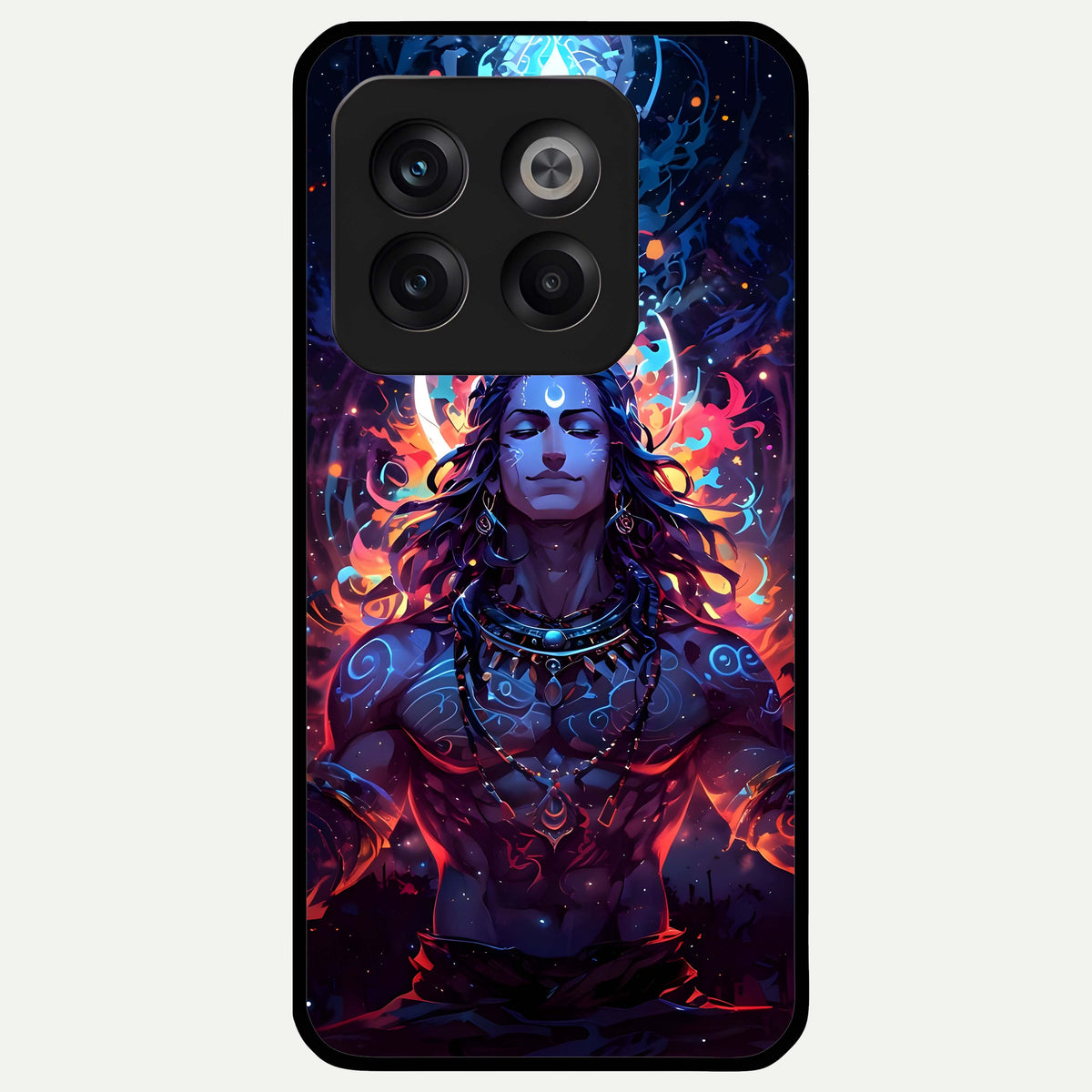  Divine Fire Shiv Glass Case For OnePlus 10T back cover – full design glossy printed glass finish