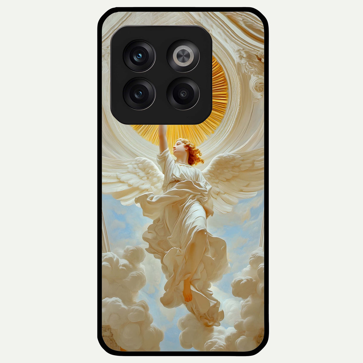  Divine Light Angel Glass Case For OnePlus 10T back cover – full design glossy printed glass finish