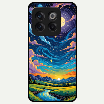  Dreamy Night Landscape Glass Case For OnePlus 10T back cover – full design glossy printed glass finish
