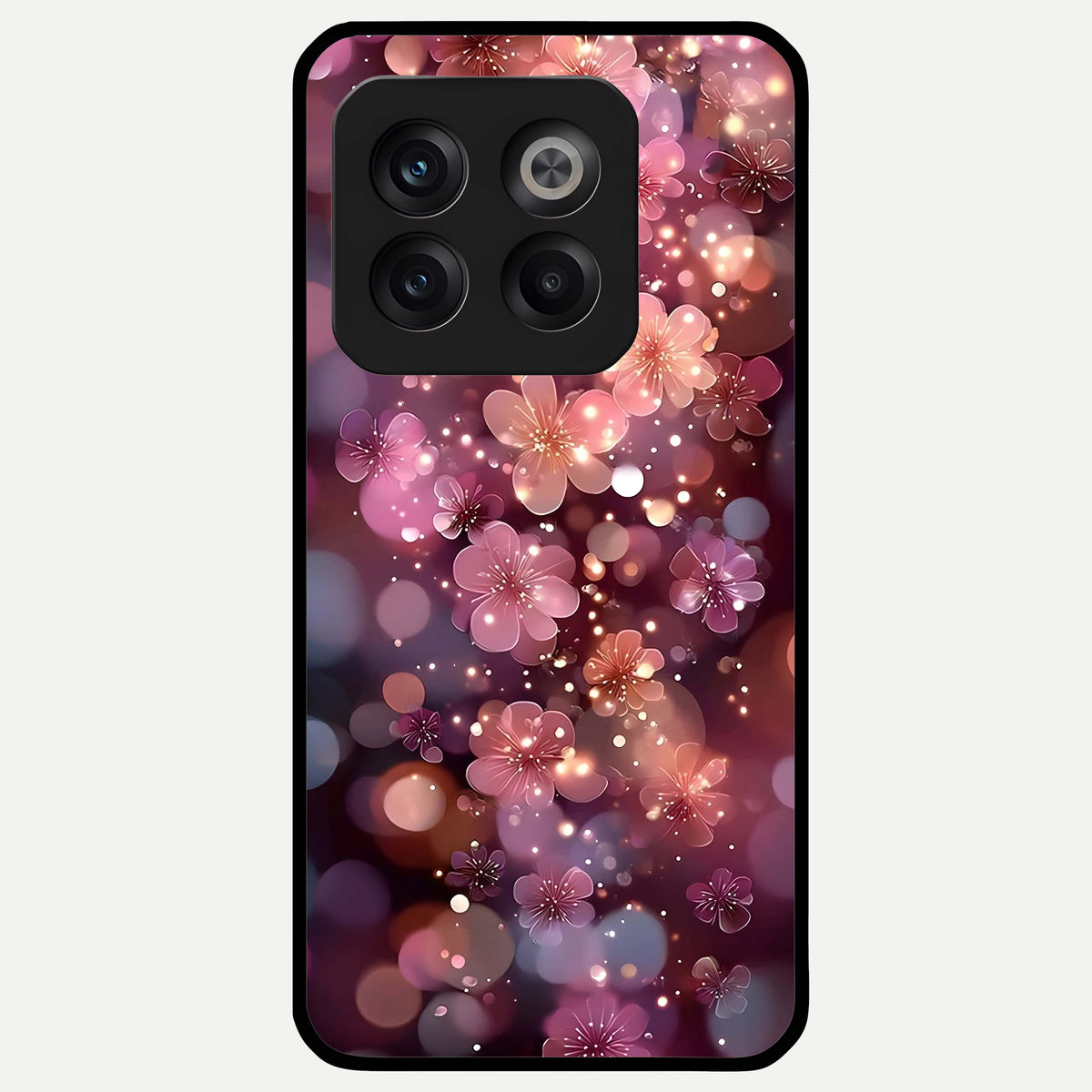  Glowing Petal Bliss Glass Case For OnePlus 10T back cover – full design glossy printed glass finish