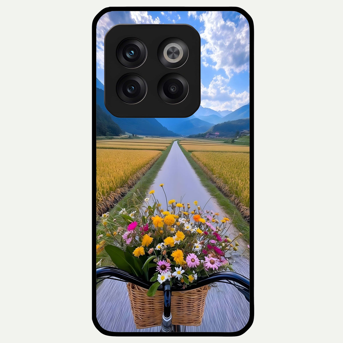  Golden Field Journey Glass Case For OnePlus 10T back cover – full design glossy printed glass finish