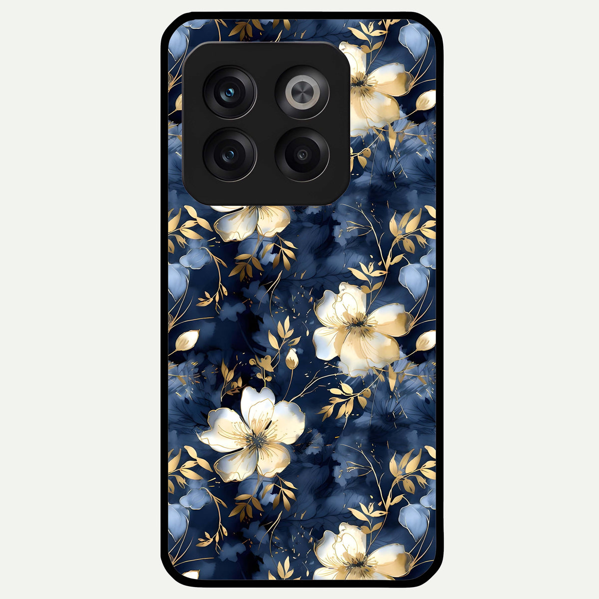  Golden Midnight Bloom Glass Case For OnePlus 10T back cover – full design glossy printed glass finish