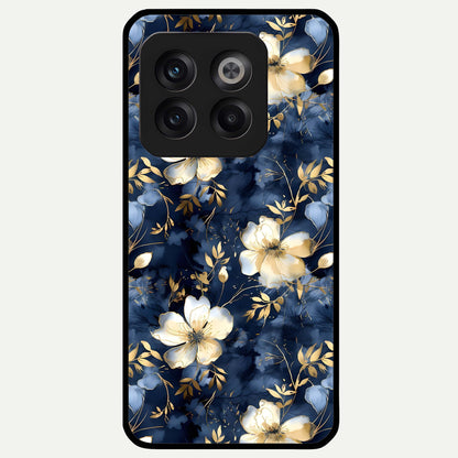  Golden Midnight Bloom Glass Case For OnePlus 10T back cover – full design glossy printed glass finish