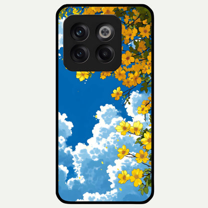  Golden Petal Sky Glass Case For OnePlus 10T back cover – full design glossy printed glass finish