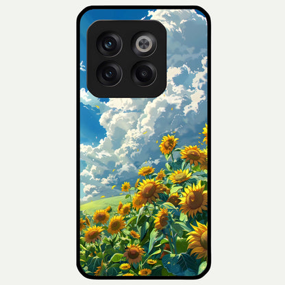  Golden Sun Glory Glass Case For OnePlus 10T back cover – full design glossy printed glass finish