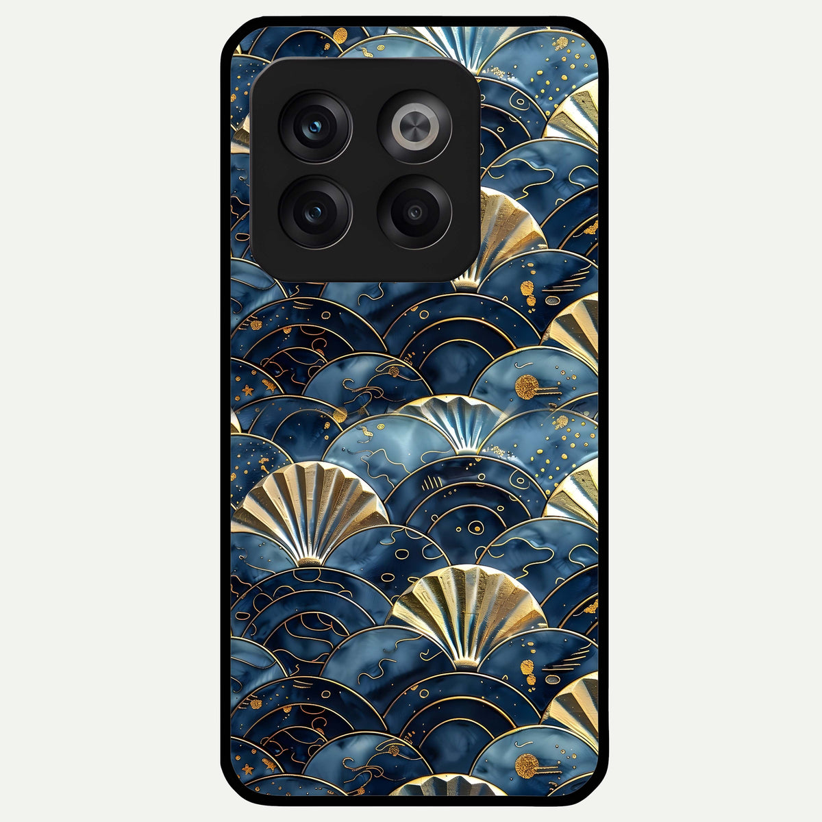  Golden Wave Luxe Glass Case For OnePlus 10T back cover – full design glossy printed glass finish