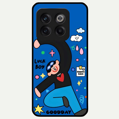  Happy Luck Vibe Glass Case For OnePlus 10T back cover – full design glossy printed glass finish