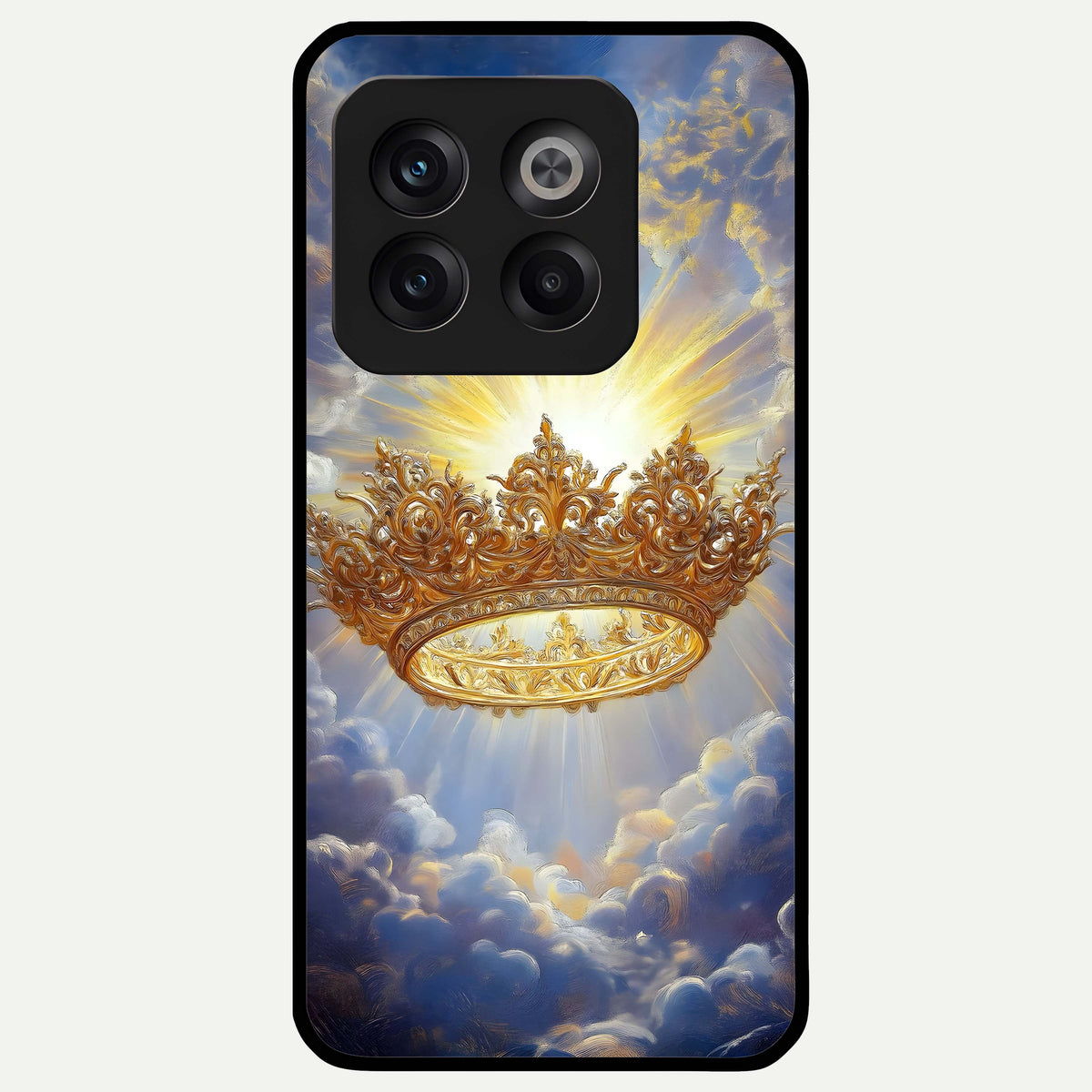  Heavenly Crown Light Glass Case For OnePlus 10T back cover – full design glossy printed glass finish