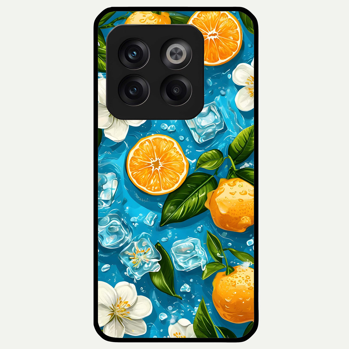  Ice Cube With Orange Glass Case For OnePlus 10T back cover – full design glossy printed glass finish