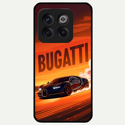  Inferno Bugatti Storm Glass Case For OnePlus 10T back cover – full design glossy printed glass finish