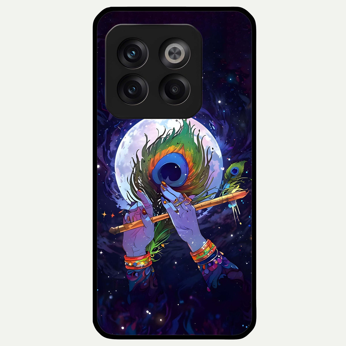  Krishna Hands Art Glass Case For OnePlus 10T back cover – full design glossy printed glass finish