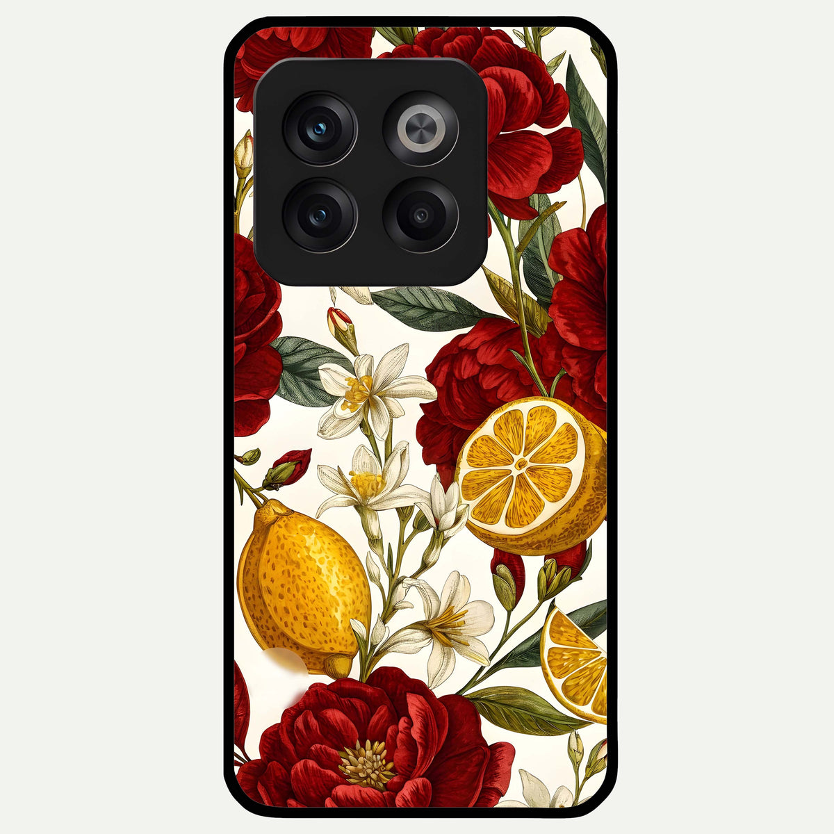  Lemon Rose Charm Glass Case For OnePlus 10T back cover – full design glossy printed glass finish