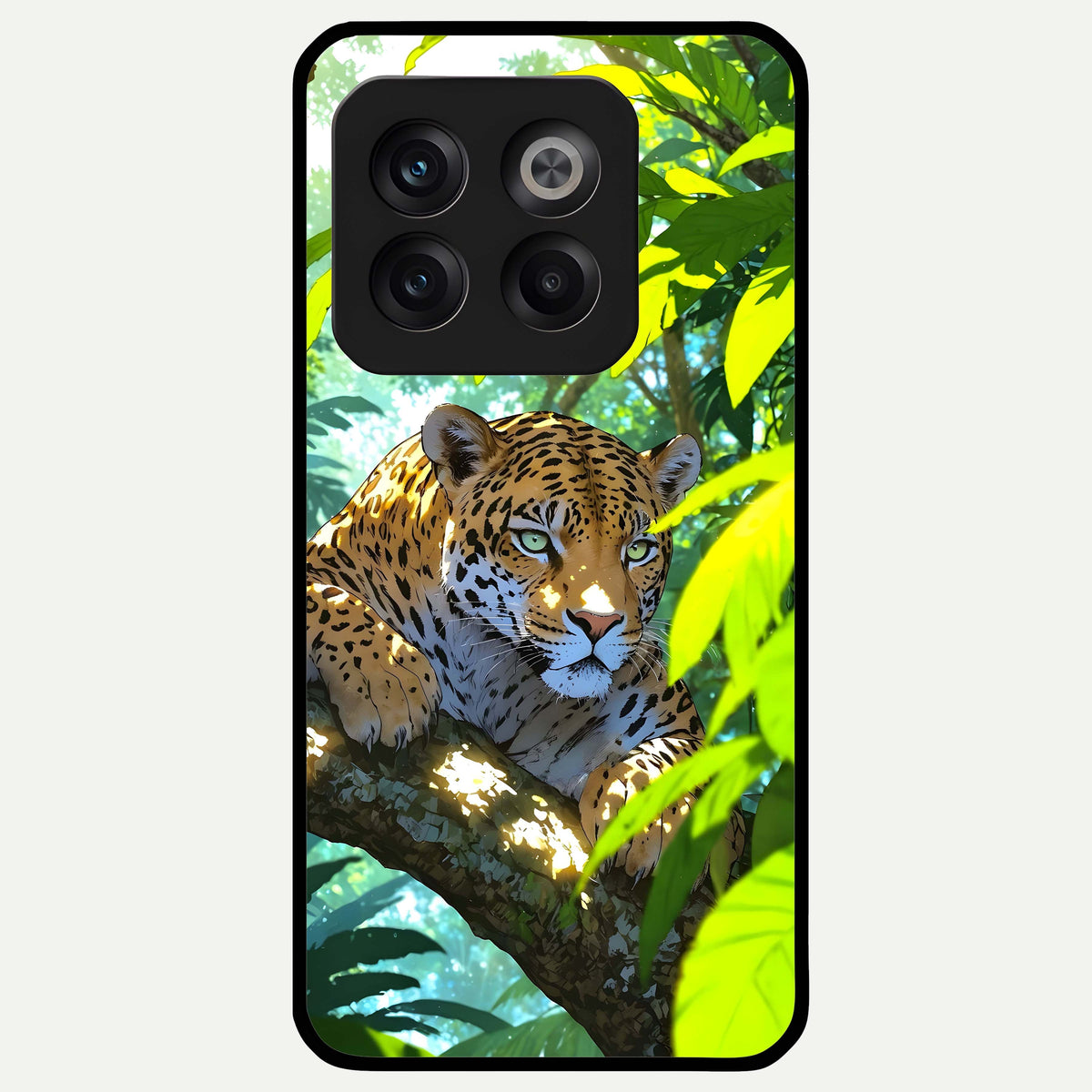  Leopard in Jungle Glass Case For OnePlus 10T back cover – full design glossy printed glass finish