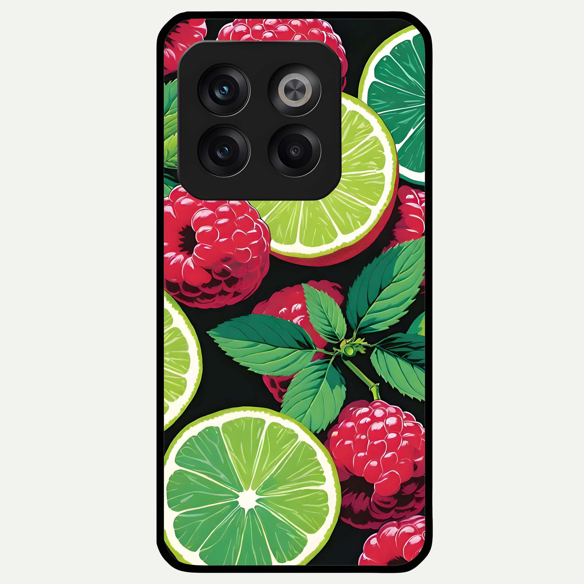  Lime and Raspberry Pattern Glass Case For OnePlus 10T back cover – full design glossy printed glass finish