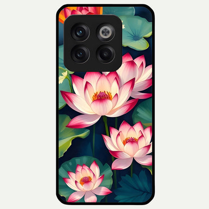  Lotus Dream Serenity Glass Case For OnePlus 10T back cover – full design glossy printed glass finish