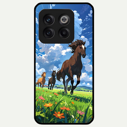  Majestic Horses Galloping Glass Case For OnePlus 10T back cover – full design glossy printed glass finish