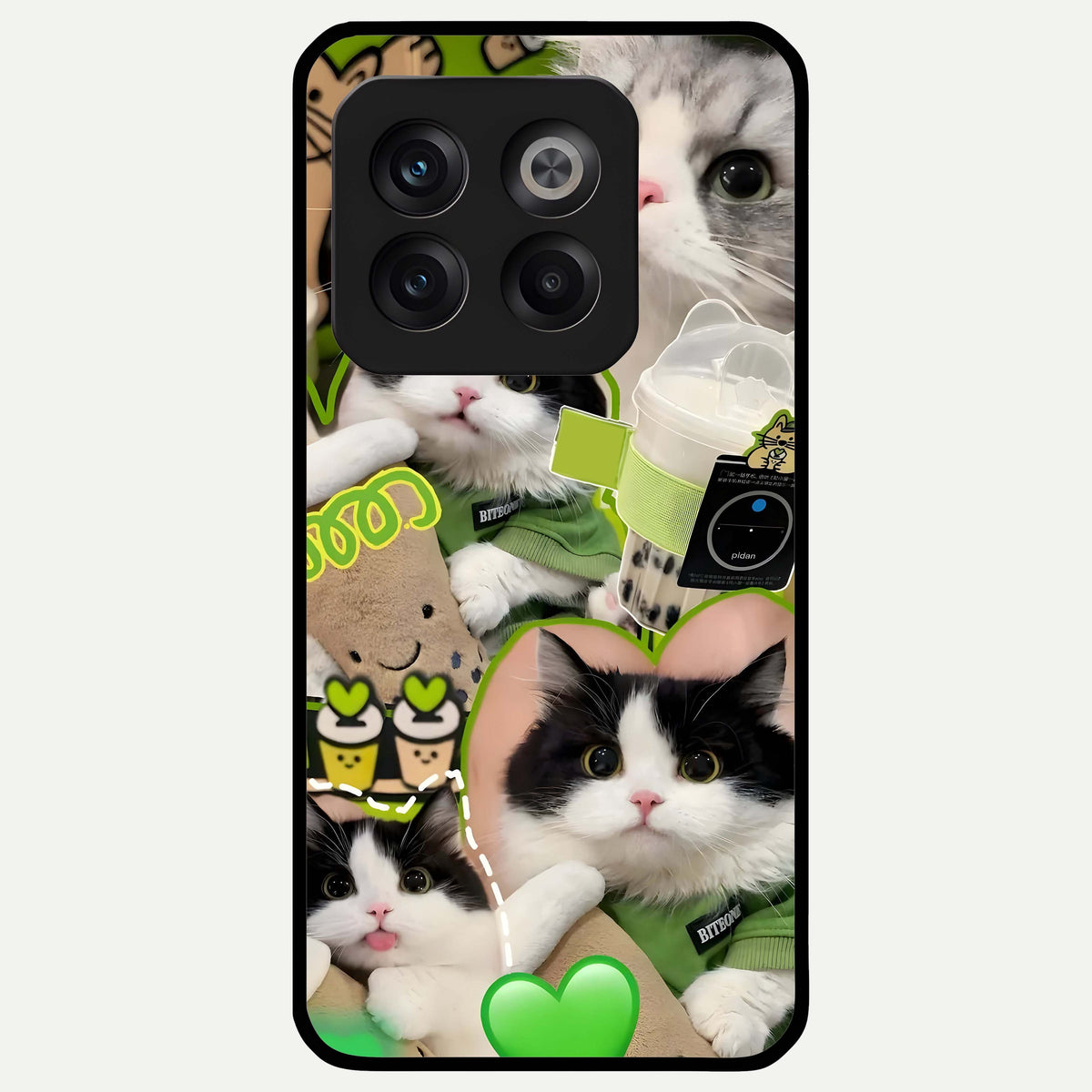  Matcha Cats Mood Glass Case For OnePlus 10T back cover – full design glossy printed glass finish