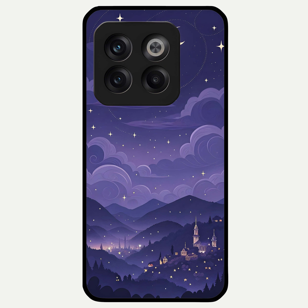  Minimal Night View Glass Case For OnePlus 10T back cover – full design glossy printed glass finish