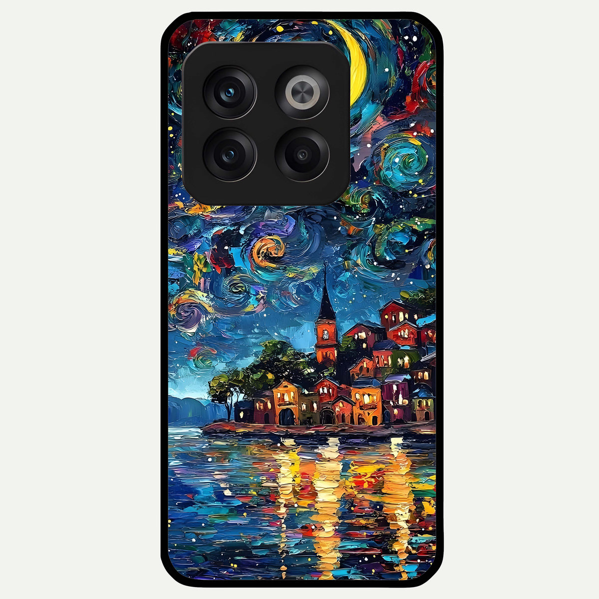  Moonlight Harbor Glow Glass Case For OnePlus 10T back cover – full design glossy printed glass finish