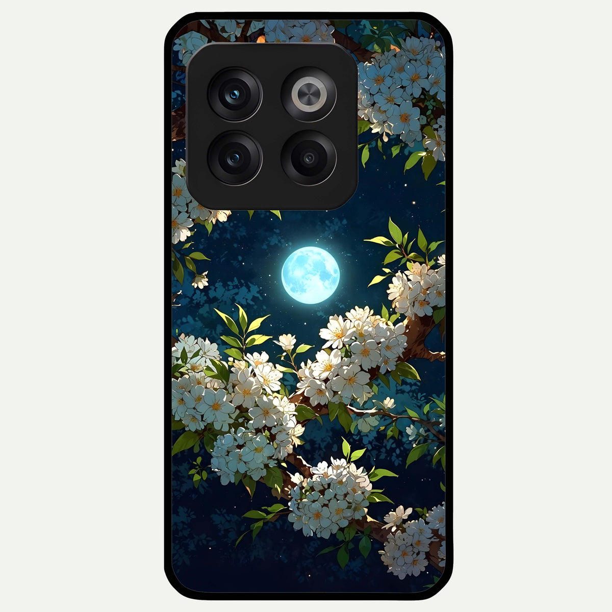  Moonlit Blossom Dream Glass Case For OnePlus 10T back cover – full design glossy printed glass finish