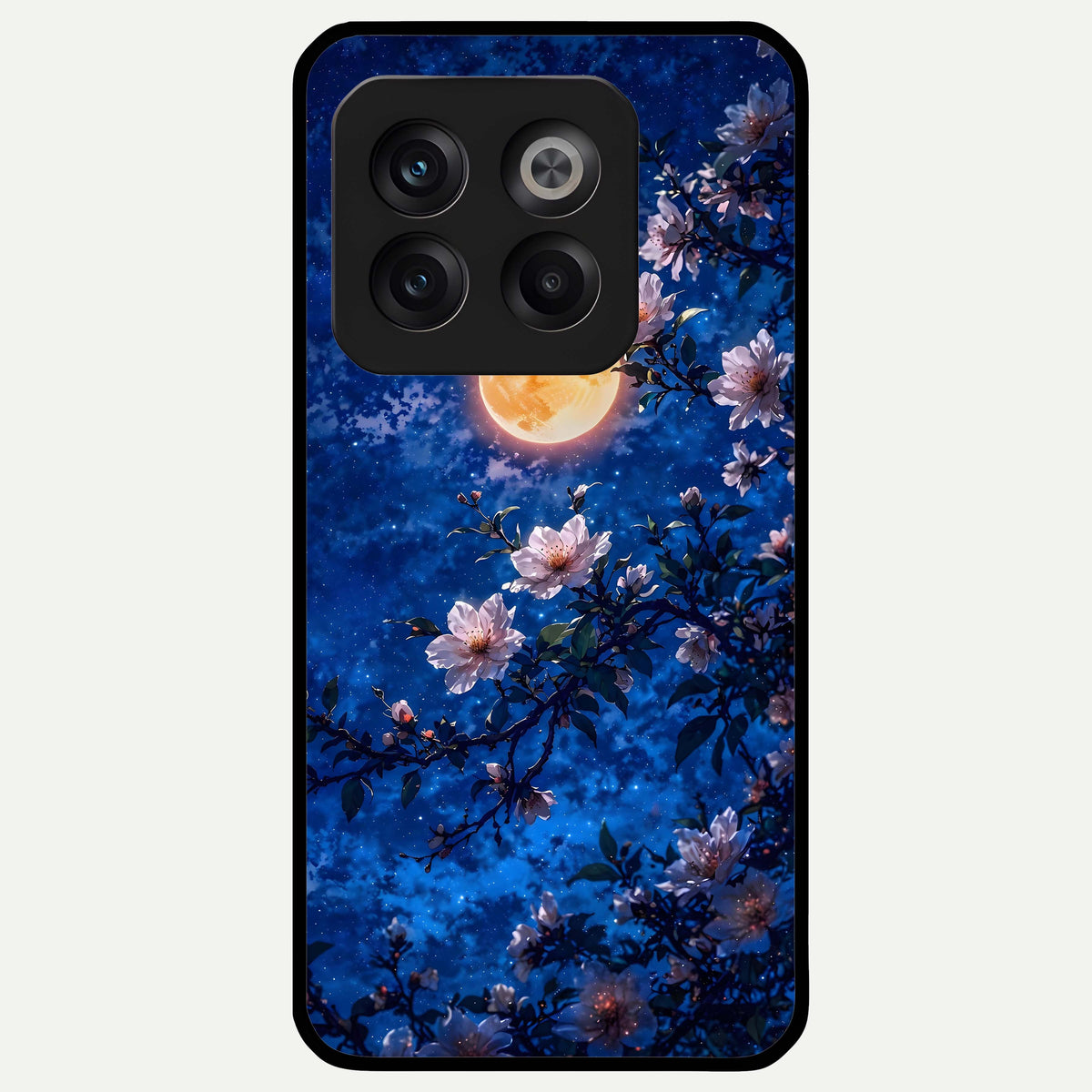  Moonlit Blossoms Night Glass Case For OnePlus 10T back cover – full design glossy printed glass finish