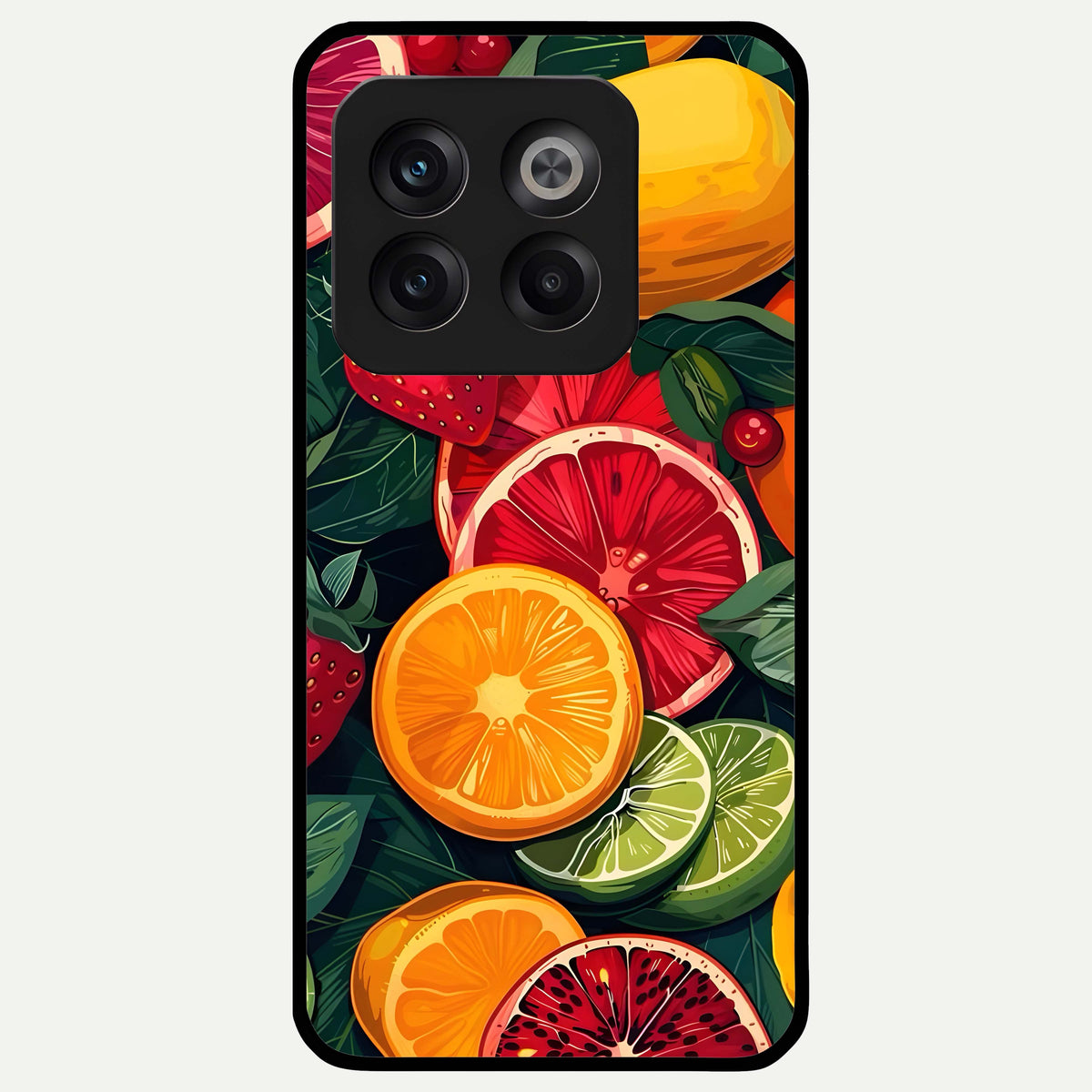  Multiple Fruits Glass Case For OnePlus 10T back cover – full design glossy printed glass finish