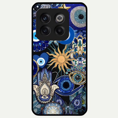  Mystic Blue Evil Eye Glass Case For OnePlus 10T back cover – full design glossy printed glass finish