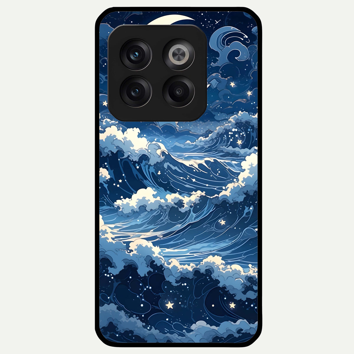  Ocean Moon Waves Glass Case For OnePlus 10T back cover – full design glossy printed glass finish