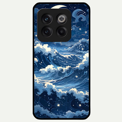  Ocean Moon Waves Glass Case For OnePlus 10T back cover – full design glossy printed glass finish