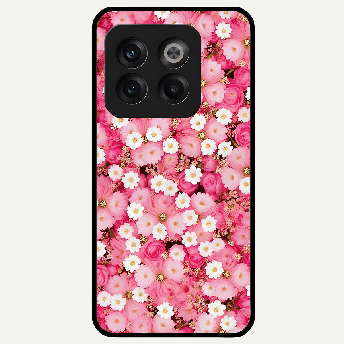  Pink Daisy Bliss Glass Case For OnePlus 10T back cover – full design glossy printed glass finish