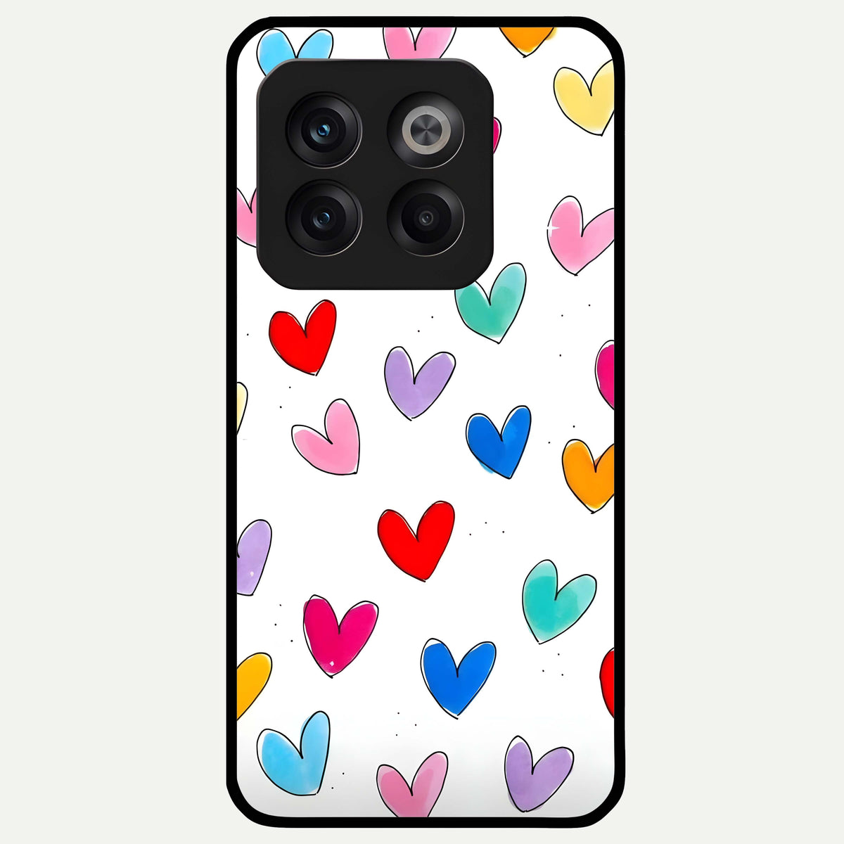  Playful Love Doodles Glass Case For OnePlus 10T back cover – full design glossy printed glass finish