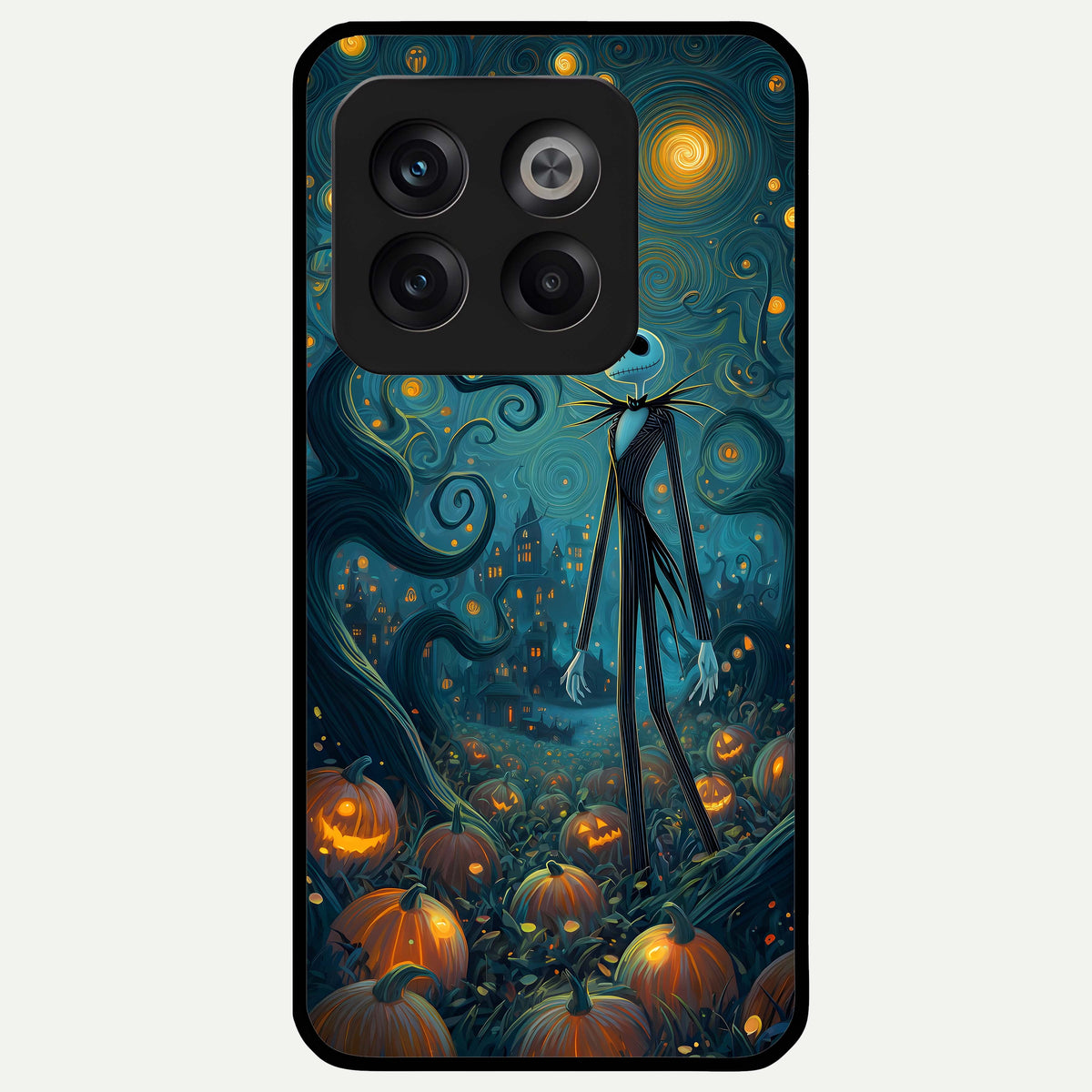  Pumpkin Moon Night Glass Case For OnePlus 10T back cover – full design glossy printed glass finish