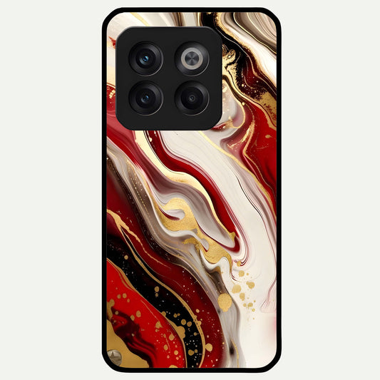  Red And White Marble Glass Case For OnePlus 10T back cover – full design glossy printed glass finish