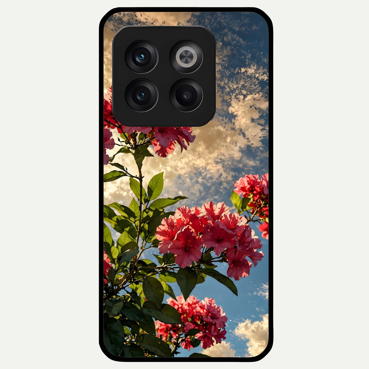  Red Bloom Skies Glass Case For OnePlus 10T back cover – full design glossy printed glass finish