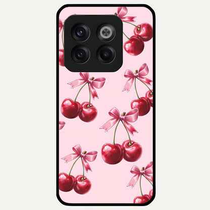  Red Cherries Pattern Glass Case For OnePlus 10T back cover – full design glossy printed glass finish