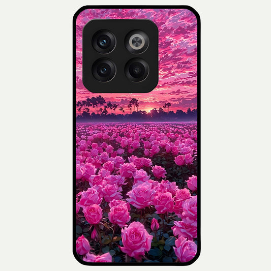  Rose Sunset Valley Glass Case For OnePlus 10T back cover – full design glossy printed glass finish