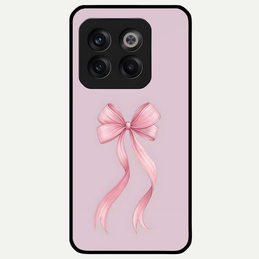  Soft Blush Bow Glass Case For OnePlus 10T back cover – full design glossy printed glass finish