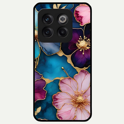  Sparkle Floral Glass Case For OnePlus 10T back cover – full design glossy printed glass finish