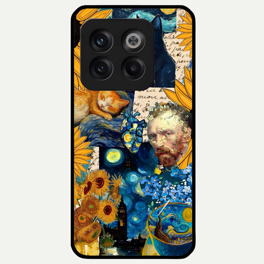  Sunflower Chic Mood Custom Name Glass Case For OnePlus 10T back cover – full design glossy printed glass finish