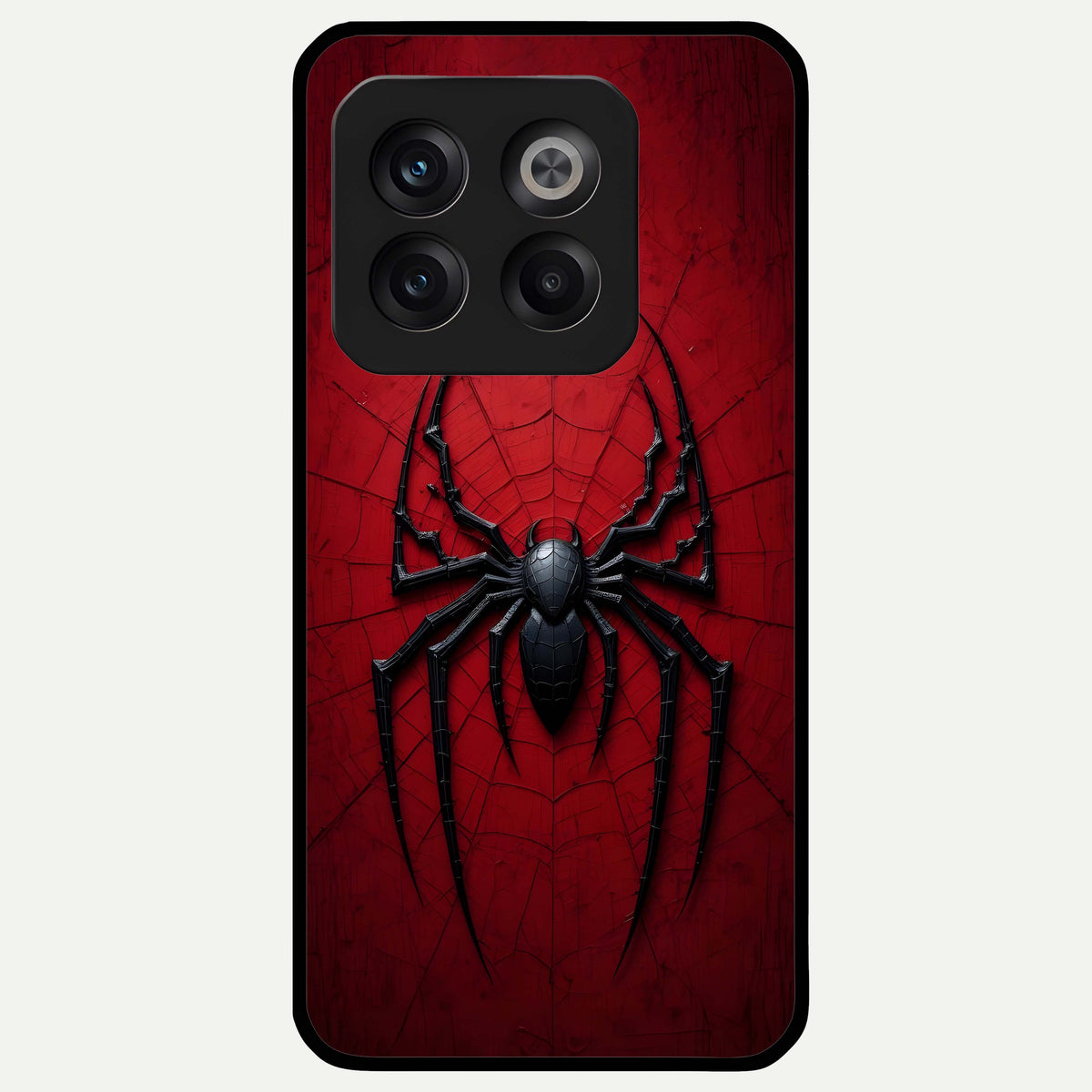  Superhero Web Emblem Glass Case For OnePlus 10T back cover – full design glossy printed glass finish