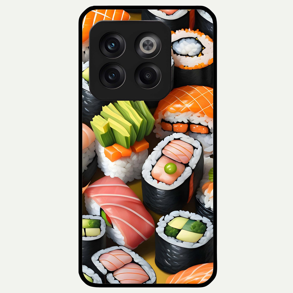  Sushi Food Pattern Glass Case For OnePlus 10T back cover – full design glossy printed glass finish