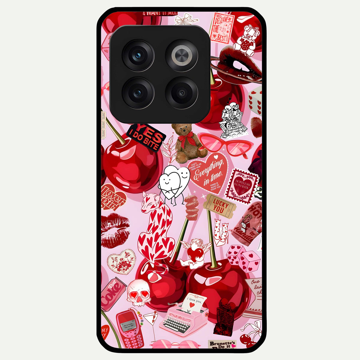  Sweet Cherry Chaos Glass Case For OnePlus 10T back cover – full design glossy printed glass finish