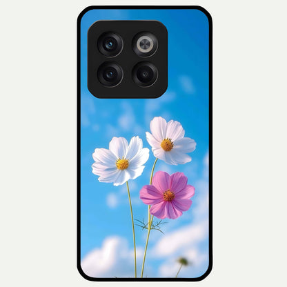  Tripple Flowers With Sky Glass Case For OnePlus 10T back cover – full design glossy printed glass finish