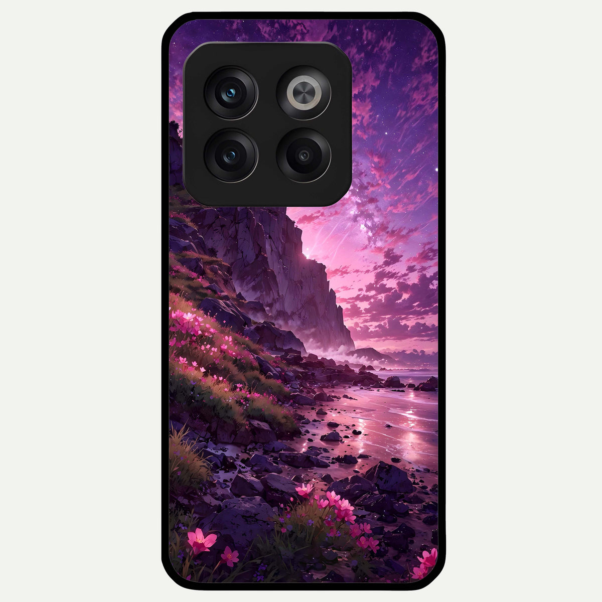  Twilight Blossom Coast Glass Case For OnePlus 10T back cover – full design glossy printed glass finish