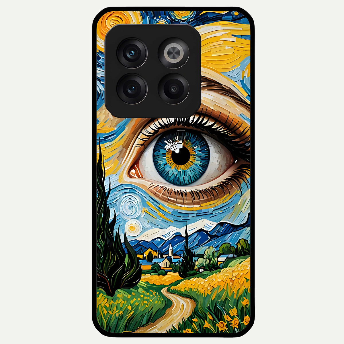  Van Gogh Eye Glass Case For OnePlus 10T back cover – full design glossy printed glass finish